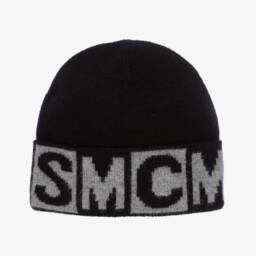 Stella McCartney Kids-Boys Charcoal Logo Knit Beanie | Childrensalon Outlet