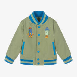 Stella McCartney Kids-جاكيت بومبر قطن لون أخضر للأولاد | Childrensalon Outlet