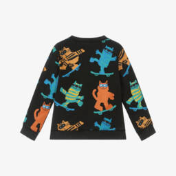 Stella McCartney Kids-Хлопковый свитер для мальчиков с кошачьим принтом для скейтбординга | Childrensalon Outlet