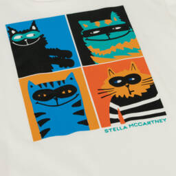 Stella McCartney Kids-Boys Cream Cat Graphic Tee | Childrensalon Outlet