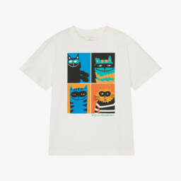 Stella McCartney Kids-Boys Cream Cat Graphic Tee | Childrensalon Outlet