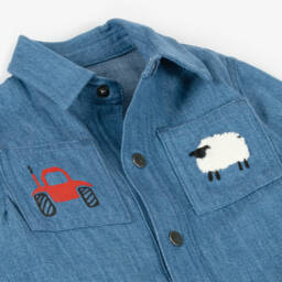 Stella McCartney Kids-Boys Denim Farmyard Shirt | Childrensalon Outlet