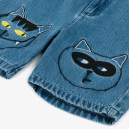 Stella McCartney Kids-Boys Denim Shorts with Cat Embroidery | Childrensalon Outlet