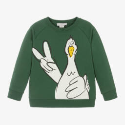 Stella McCartney Kids-Boys Goose Graphic Green Sweatshirt | Childrensalon Outlet