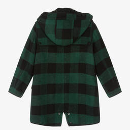 Stella McCartney Kids-Черно-зеленая куртка в клетку со значками для мальчиков | Childrensalon Outlet