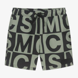 Stella McCartney Kids-Boys Green & Black Logo Swimshorts | Childrensalon Outlet