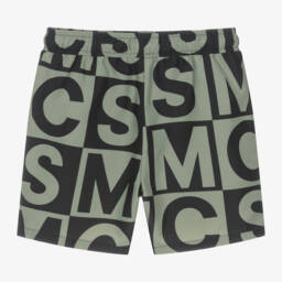 Stella McCartney Kids-Boys Green & Black Logo Swimshorts | Childrensalon Outlet