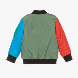 Stella McCartney Kids-Зеленая куртка-бомбер с цветовыми блоками | Childrensalon Outlet