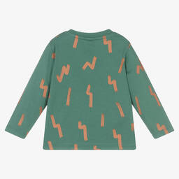 Stella McCartney Kids-Зеленый хлопковый топ с карманом-медведем | Childrensalon Outlet