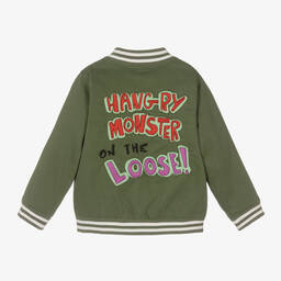 Stella McCartney Kids-Зеленая хлопковая куртка-бомбер на молнии для мальчиков | Childrensalon Outlet