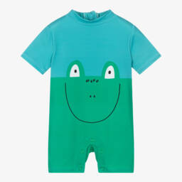 Stella McCartney Kids-بدلة واقية من الشمس للأولاد باللون الأخضر مع تصميم ضفدع | Childrensalon Outlet