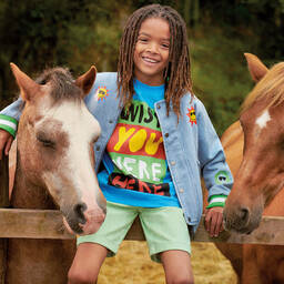 Stella McCartney Kids-Boys Green & Ivory Stripe Cotton Shorts | Childrensalon Outlet