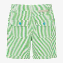 Stella McCartney Kids-Boys Green & Ivory Stripe Cotton Shorts | Childrensalon Outlet