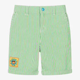 Stella McCartney Kids-Boys Green & Ivory Stripe Cotton Shorts | Childrensalon Outlet