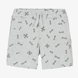 Stella McCartney Kids-Boys Grey Cotton Bone Print Shorts | Childrensalon Outlet