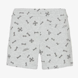 Stella McCartney Kids-Boys Grey Cotton Bone Print Shorts | Childrensalon Outlet
