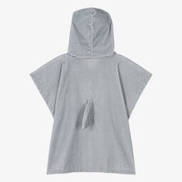 Stella McCartney Kids-Boys Grey Cotton Shark Poncho Towel | Childrensalon Outlet