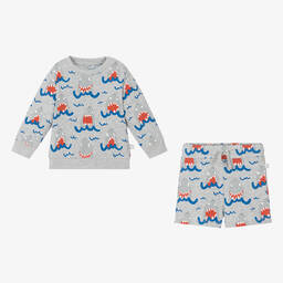 Stella McCartney Kids-بدلة رياضية أطفال ولادي قطن عضوي لون رمادي | Childrensalon Outlet