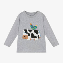 Stella McCartney Kids-Boys Grey Marl Cotton T-Shirt | Childrensalon Outlet