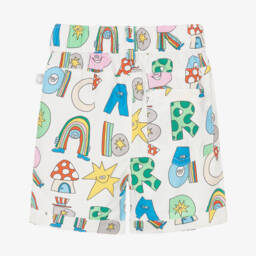 Stella McCartney Kids-Boys Ivory Letter-Print Cotton Shorts | Childrensalon Outlet