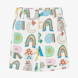 Stella McCartney Kids-Boys Ivory Letter-Print Cotton Shorts | Childrensalon Outlet