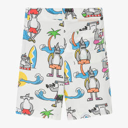 Stella McCartney Kids-Boys Ivory Organic Cotton Sharks Shorts | Childrensalon Outlet