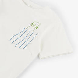 Stella McCartney Kids-Кремовая футболка с скейтбордом для мальчиков | Childrensalon Outlet