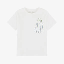 Stella McCartney Kids-Кремовая футболка с скейтбордом для мальчиков | Childrensalon Outlet