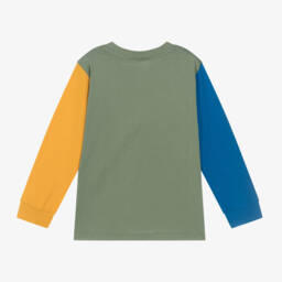 Stella McCartney Kids-Boys Khaki Colourblock Logo Shirt | Childrensalon Outlet