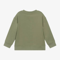 Stella McCartney Kids-Boys Khaki Graphic Logo Sweatshirt | Childrensalon Outlet