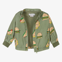 Stella McCartney Kids-جاكيت هودي أطفال ولادي لون أخضر كاكي | Childrensalon Outlet