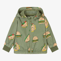 Stella McCartney Kids-جاكيت هودي أطفال ولادي لون أخضر كاكي | Childrensalon Outlet