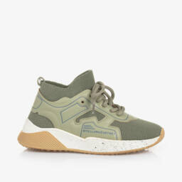 Stella McCartney Kids-Boys Khaki Lace-Up Trainers | Childrensalon Outlet