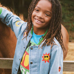 Stella McCartney Kids-Boys Light Blue Denim Bomber Jacket | Childrensalon Outlet