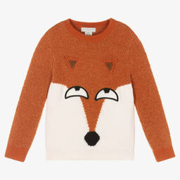 Stella McCartney Kids-Boys Orange Knitted Fox Sweater | Childrensalon Outlet