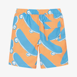 Stella McCartney Kids-Boys Orange Skateboard Print Swim Shorts | Childrensalon Outlet