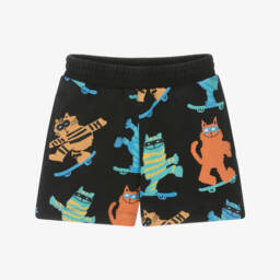 Stella McCartney Kids-Boys Playful Black Cat Shorts | Childrensalon Outlet