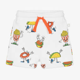 Stella McCartney Kids-Boys White Cotton Food Print Shorts | Childrensalon Outlet