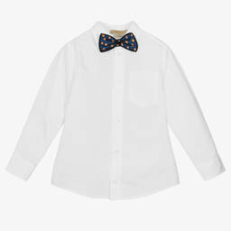 Stella McCartney Kids- Boys White Cotton Shirt & Bow Tie | Childrensalon Outlet