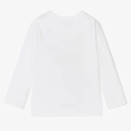 Stella McCartney Kids-Белая хлопковая футболка со слоганом для мальчиков | Childrensalon Outlet