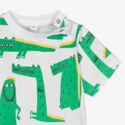 Stella McCartney Kids-Белая футболка с крокодилами для мальчиков | Childrensalon Outlet