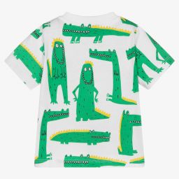 Stella McCartney Kids-Белая футболка с крокодилами для мальчиков | Childrensalon Outlet