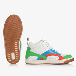 Stella McCartney Kids-Boys White Faux Leather High-Top Trainers | Childrensalon Outlet