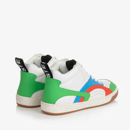 Stella McCartney Kids-Boys White Faux Leather High-Top Trainers | Childrensalon Outlet