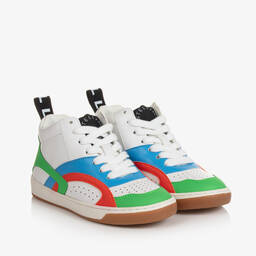 Stella McCartney Kids-Boys White Faux Leather High-Top Trainers | Childrensalon Outlet