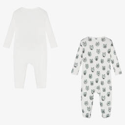 Stella McCartney Kids-بِدلة أفرول قطن عضوي لون أبيض ورمادي للمواليد (عدد 2) | Childrensalon Outlet