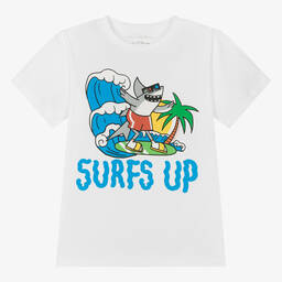 Stella McCartney Kids-Boys White Shark Organic Cotton T-Shirt | Childrensalon Outlet