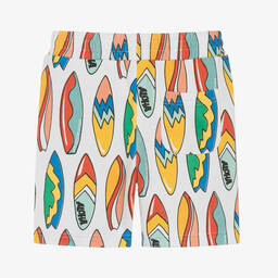 Stella McCartney Kids-Boys White Surfboard Print Cotton Shorts | Childrensalon Outlet