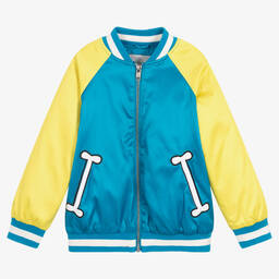 Stella McCartney Kids-Boys Yellow & Blue Satin Bomber Jacket | Childrensalon Outlet