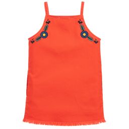 Stella McCartney Kids-Embroidered Red Denim Dress | Childrensalon Outlet
